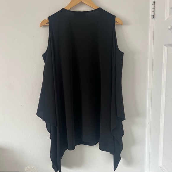 Frank Lyman Cold Shoulder Embellished Tunic Black Made in Canada Size L - Picture 7 of 8